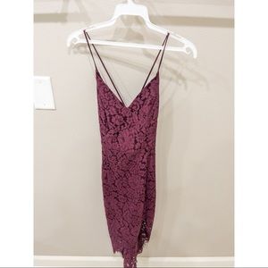 Revolve Lovers and Friends merlot lace midi dress